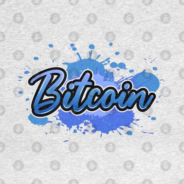 Bitcoin street art blue color by Teebee